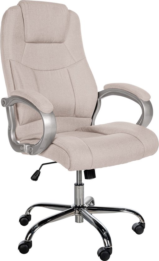 CLP XL Apoll Bureaustoel - Voor volwassenen - Ergonomisch - Met armleuningen - Stof - creme