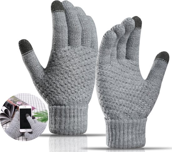 Gebreide Winter Handschoenen - Winterhandschoenen - Touch Tip Gloves - Touchscreen Handschoenen - Voor sporten en wandele - LOUZIR
