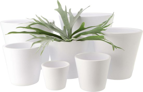 DK Design Pot de fleur/pot de fleurs - Vinci - blanc mat - pour plante d'intérieur - D22 x H24 cm