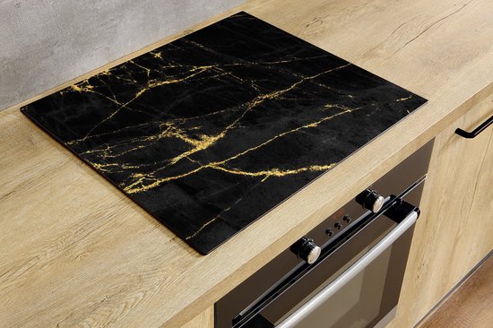 Inductiebeschermer - Marmer Zwart Goud - 28x52 cm - Inductiebeschermer - Inductie Afdekplaat Kookplaat - Inductie Mat - Anti-Slip - Keuken Decoratie - Keuken Accessoires