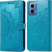 iMoshion Hoesje Geschikt voor Motorola Moto G34 Hoesje Met Pasjeshouder - iMoshion Mandala Bookcase - Turquoise