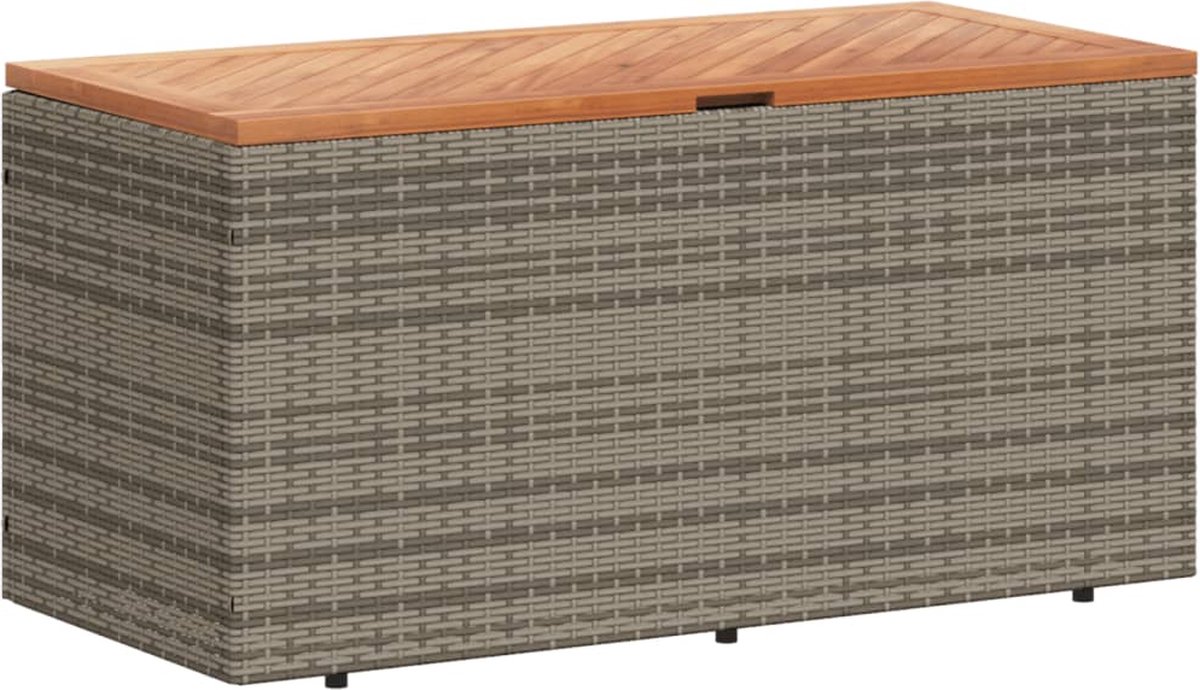 vidaXL - Tuinbox - 110x50x54 - cm - poly - rattan - en - acaciahout - grijs