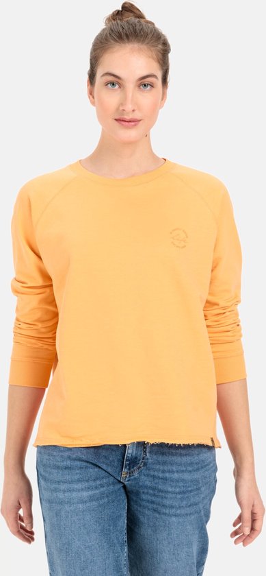 camel active Sweater met ronde hals en tonale rubberen print - Maat womenswear-XS - Oranje