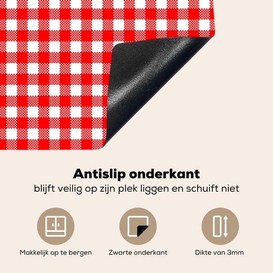 KitchenYeah® Inductie beschermer 60x52 cm - Rood - Rustiek - Patronen - Kookplaataccessoires - Afdekplaat voor kookplaat - Inductiebeschermer - Inductiemat - Inductieplaat mat