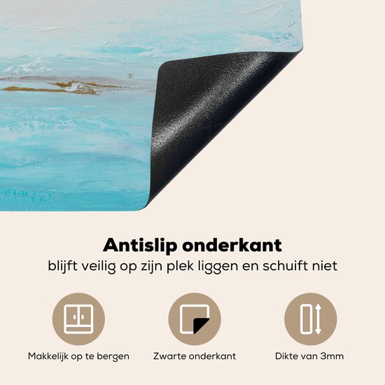 KitchenYeah® Inductie beschermer 80.2x52.2 cm - Verf - Schilderij - Abstract - Blauw - Kookplaataccessoires - Afdekplaat voor kookplaat - Inductiebeschermer - Inductiemat - Inductieplaat mat
