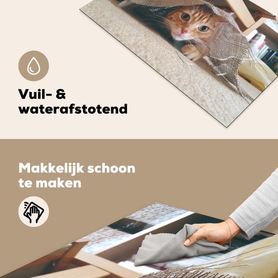 MuchoWow Inductiebeschermer - Inductie mat - Vinyl - Kat - Dier - Macro - 58.3x51.3 cm - Inductie beschermer