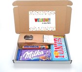 Nieuwe collega - Welkom in ons team - brievenbuspakket - Tony Chocolonely melk - Milka chocolade - Mentos Fanta - drop - Cadeau