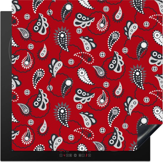 Foto: Kitchenyeah inductie beschermer 78x78 cm bandana flora retro design kookplaataccessoires afdekplaat voor kookplaat inductiebeschermer inductiemat inductieplaat mat