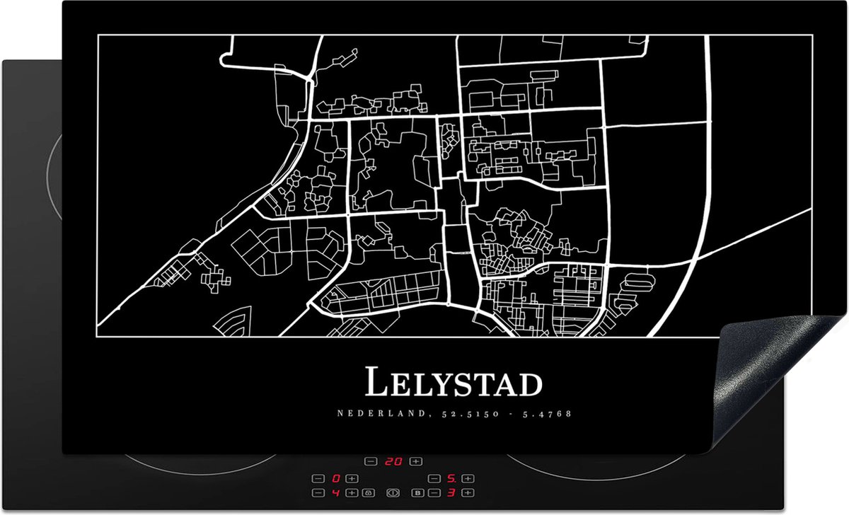 Inductie beschermer - Inductie Mat - Kookplaat beschermer - Lelystad - Kaart - Plattegrond - Stadskaart - Inductie beschermer - Inductie Mat - Kookplaat Beschermer - 89.6x51.6 cm - Afdekplaat inductie - Inductiebeschermer