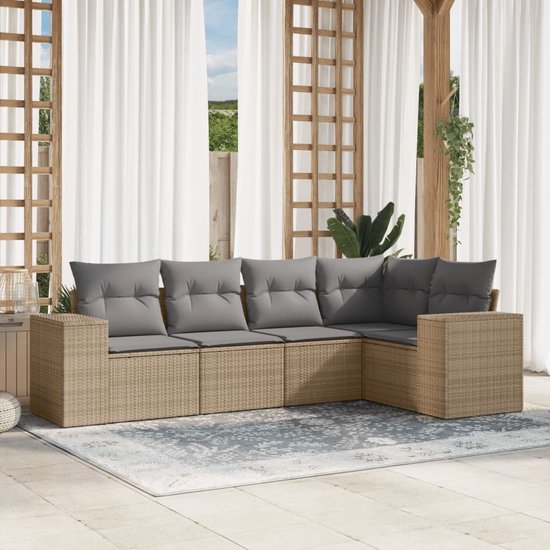 vidaXL-5-delige-Loungeset-met-kussens-poly-rattan-beige