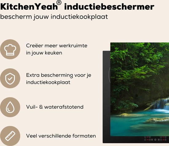 KitchenYeah® Inductie beschermer 77x51 cm - Jungle - Waterval - Planten - Jongens - Meisjes - Kinderen - Kookplaataccessoires - Afdekplaat voor kookplaat - Inductiebeschermer - Inductiemat - Inductieplaat mat