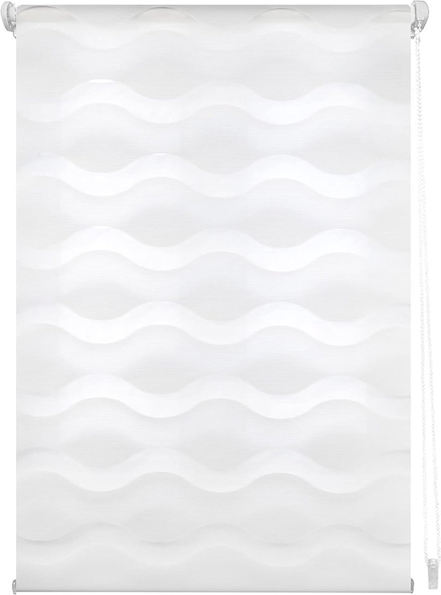 La Sheba rolgordijn, dubbellaags, golvend, nacht en dag, 90 x 150 cm, wit