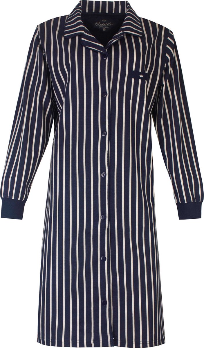 Medaillon Dames Nachthemd - Doorknoop - Blauw