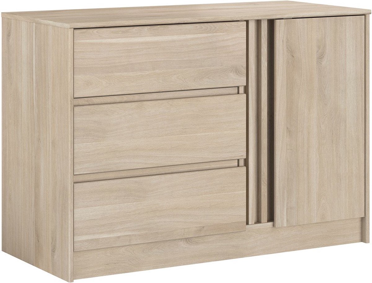 Commode Tokio 77 cm-3 lades, 1 draaideur-eikdecor