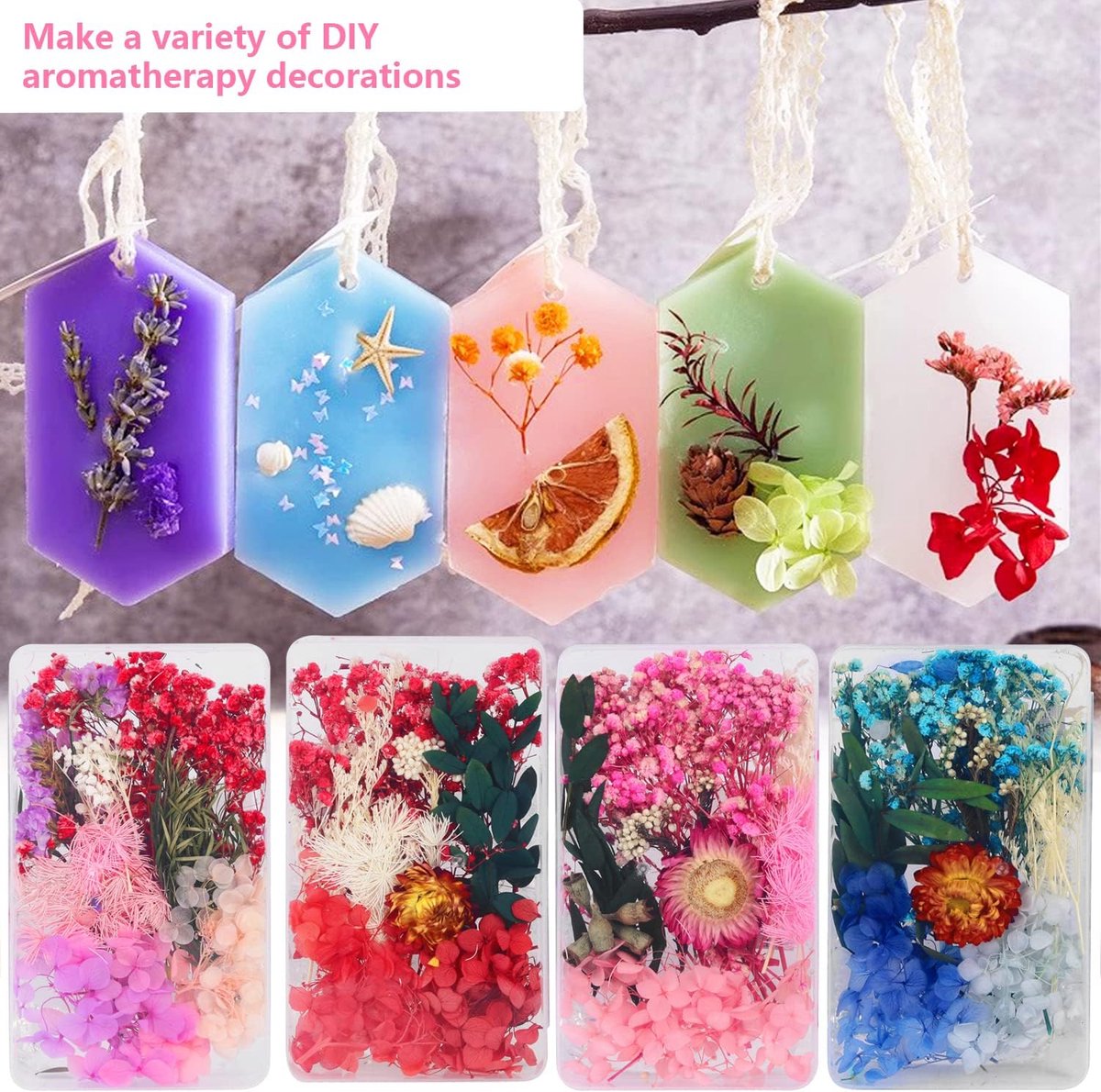 KSJEHW Gedroogde Bloemen Set voor Hars, Kaarsen en Epoxy