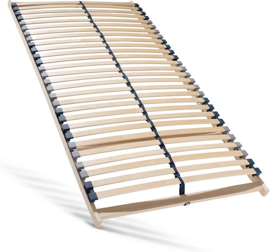 Lattenbodem 80x200, Ergonomisch 7-zone lattenbodem met stevig beukenhouten frame, 28 latten, Gemaakt in Duitsland, Zelf te monteren, Draagvermogen ca. 150kg, Flexibele veerhouten latten