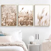 Posterset, set van 3 afbeeldingen, wanddecoratie, beige pampas-muurfoto's, moderne foto voor woonkamer, slaapkamer, hal, muurposter, zonder lijst (C, 40 x 50 cm)