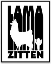 Lama Zitten fotolijst met glas 30 x 40 cm - Prachtige kwaliteit -laat maar zitten - boeiend Woonkamer - Slaapkamer - Harde lijst - Glazen plaat - inclusief ophangsysteem - Grappige Poster - Foto op hoge kwaliteit uitgeprint