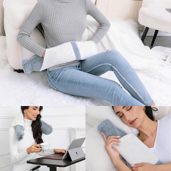 Bouillotte Longue Pour Adulte - Couleur Bleu Ciel - Matériau Caoutchouc Et Polyester