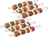 Barbecuespiesjes / Kebabspiesjes, 6 dubbele spiesjes, BBQ-spiesjes, barbecue, koken, vlees, vis, groenten, herbruikbaar, 29 cm lengte, roestvrij staal, rond materiaal