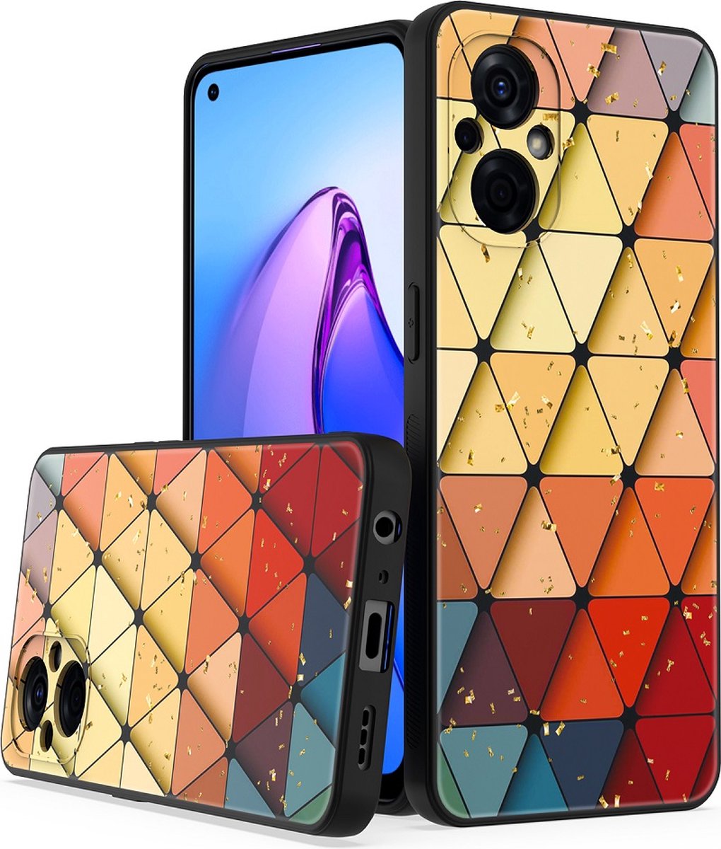 Silicone Hoesje Print - Backcover - Geschikt voor Oppo A76 - Marmer Triangle