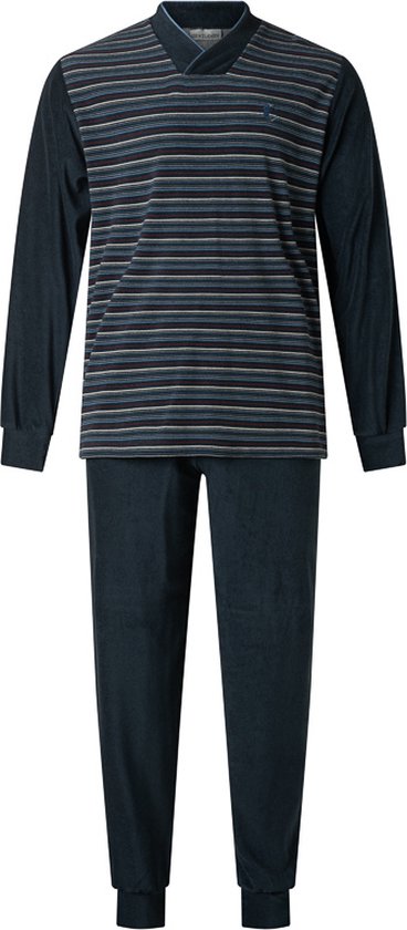 Normann Badstof pyjama voor heren, lange mouwen, pyjama met fijn gestreept patroon, geel1, 58