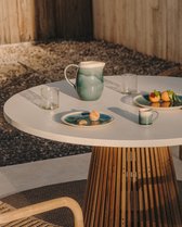 Kave Home - Ronde tuintafel Alcaufar van massief teakhout en wit cement Ø 120 cm