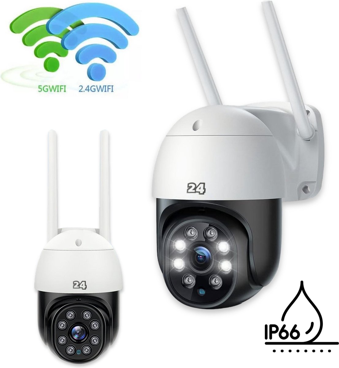 Activ24™ - Dual band WiFi camera - 2.4ghz & 5ghz - Voor binnen en buiten - incl. 32gb SD kaart en verlengkabel - Nachtzicht - Draadloze beveiligingscamera - Stalcamera - Securitycamera