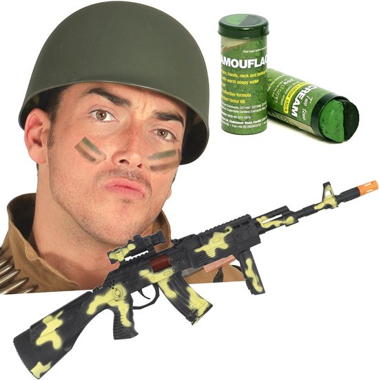 Soldaten camouflage helm met kogels