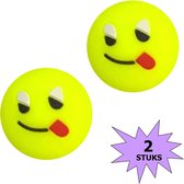 Fako Bijoux® - Tennisdemper - Emoji - Smile Fluo Geel - 2 Stuks