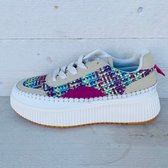 Ribbelsneakers rood 37 / mix