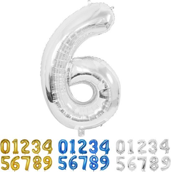 Ballon en aluminium numéro 6, Ballons numéro 6, décoration de fête d'anniversaire - Argent