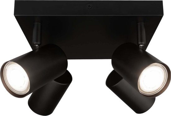 Homeylux Set van 3 stuks smart WiFi LED inbouwspots Zwart Oslo dimbaar RGBWW - kantelbaar - IP20
