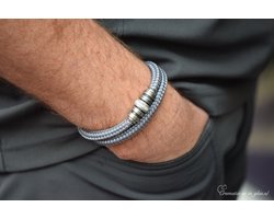 Urn-Crematie-as heren armband-Sieraad wordt voor u op maat gemaakt!- 6mm- Grijs-Sail Rope Heren armband met crematie-as verwerkt in bedel- Vintage rvs kralen-Herinneringsarmband-Assieraad-Veilige rvs sluiting-Herdenkingsssieraad-Gedenken-Handgemaakt