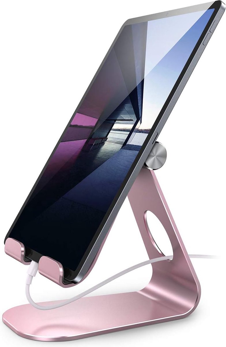 Tabletstandaard, verstelbare tablethouder - Desktopstandaard Dock compatibel met New Pad 2019 Pro 10.2/10.5/9.7/12.9, Air mini 2 3 4, Nintendo Switch, Samsung Tab, andere tablets - Rose goud