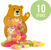 Uitdeelzakjes beer – Snoepzakjes – cellofaan zakjes met beer van karton – 10 stuks – 11cm x 6cm