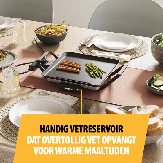 Tristar Bakplaat - BP-2666 - Gourmet, Grillplaat S 28x28cm - 2 personen- 800 W - Instelbare thermostaat - Camping geschikt — afbeelding 3