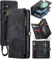 CaseMe 008 2-in-1 Book Case & Back Cover met Portemonnee - Geschikt voor Samsung Galaxy S23 FE Hoesje - Zwart