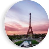 Artaza Forex Muurcirkel Eiffeltoren In Parijs Met Kleurrijke Hemel - 60x60 cm - Wandbord - Wandcirkel - Rond Schilderij - Wanddecoratie Cirkel