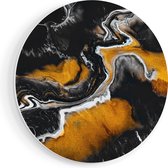 Artaza Forex Muurcirkel Abstracte Kunst van Zwarte Gouden Verf - 60x60 cm - Wandbord - Wandcirkel - Rond Schilderij - Wanddecoratie Cirkel