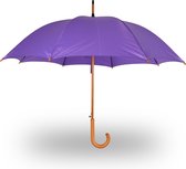 Automatische Opvouwbare Paraplu voor Volwassenen | 98 cm Diameter - Windproof | Met Houten Stok en Handvat | Paars