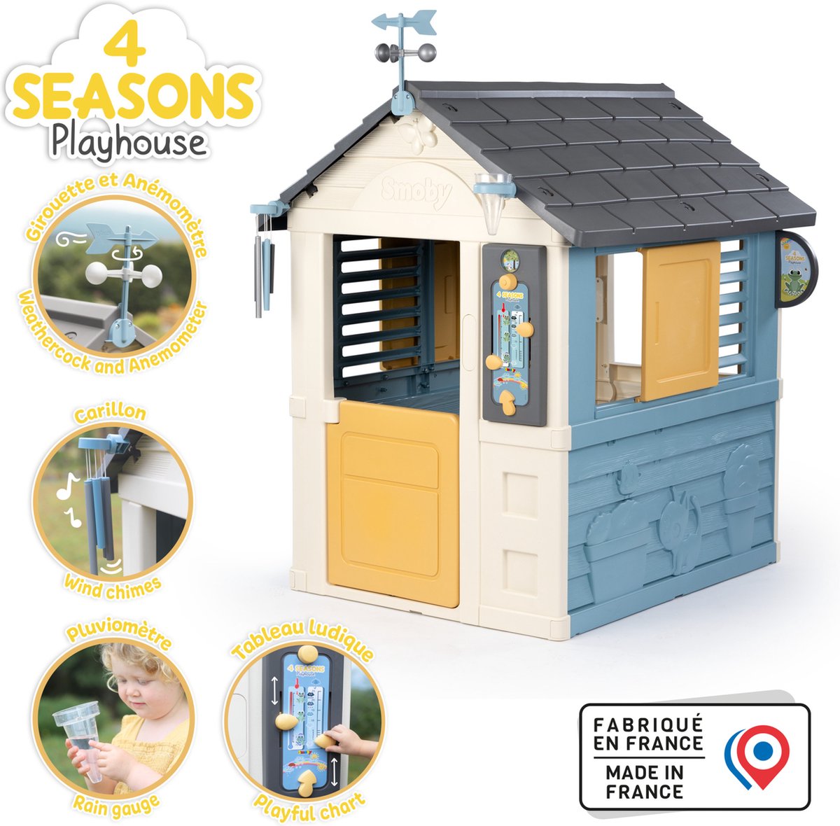 Smoby - 4 Seasons Playhouse - 4 Seizoenen huis - Windmeter - Regenmeter - Speelhuis — afbeelding 6