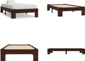 vidaXL Bedframe massief grenenhout donkerbruin 100x200 cm - Bedframe - Bedframes - Bed - Bedden