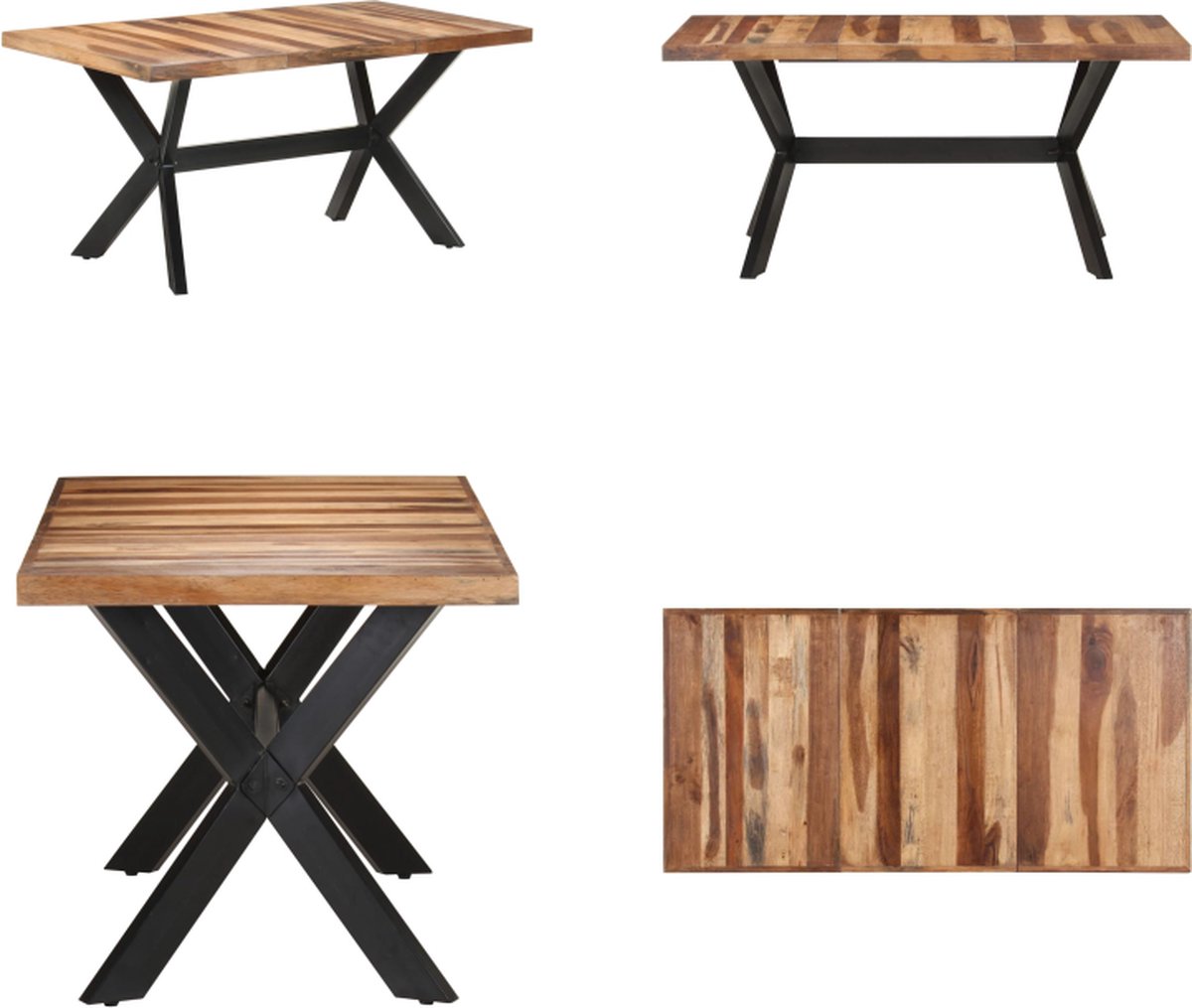 vidaXL Eettafel - 160x80x75 - cm - massief - hout - met - honingkleurige - afwerking Bruin