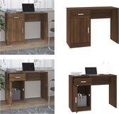 vidaXL Bureau avec armoire et tiroir 100x40x73 cm Bois fini Chêne marron - Bureau - Bureaux - Table - Bureau d'ordinateur