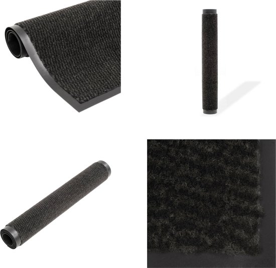 vidaXL Droogloopmat rechthoekig getuft 80x120 cm zwart - Deurmat - Deurmatten - Droogloopmat - Droogloopmatten