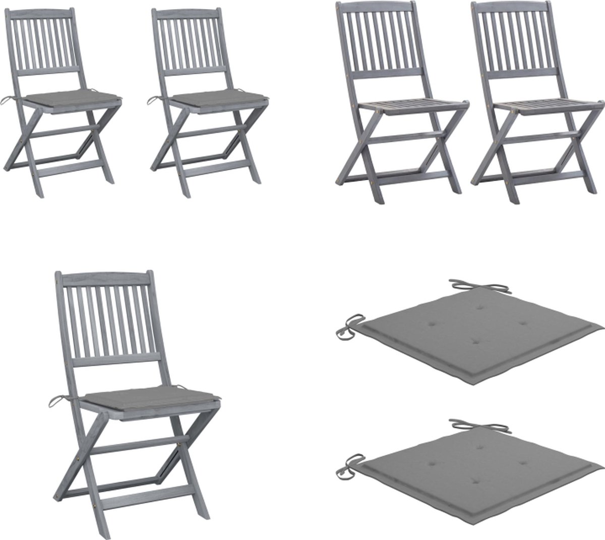 VidaXL Tuinstoelen 2 st inklapbaar met kussens massief acaciahout Tuinstoel Tuinstoelen Tuin Stoel Tuin Stoelen