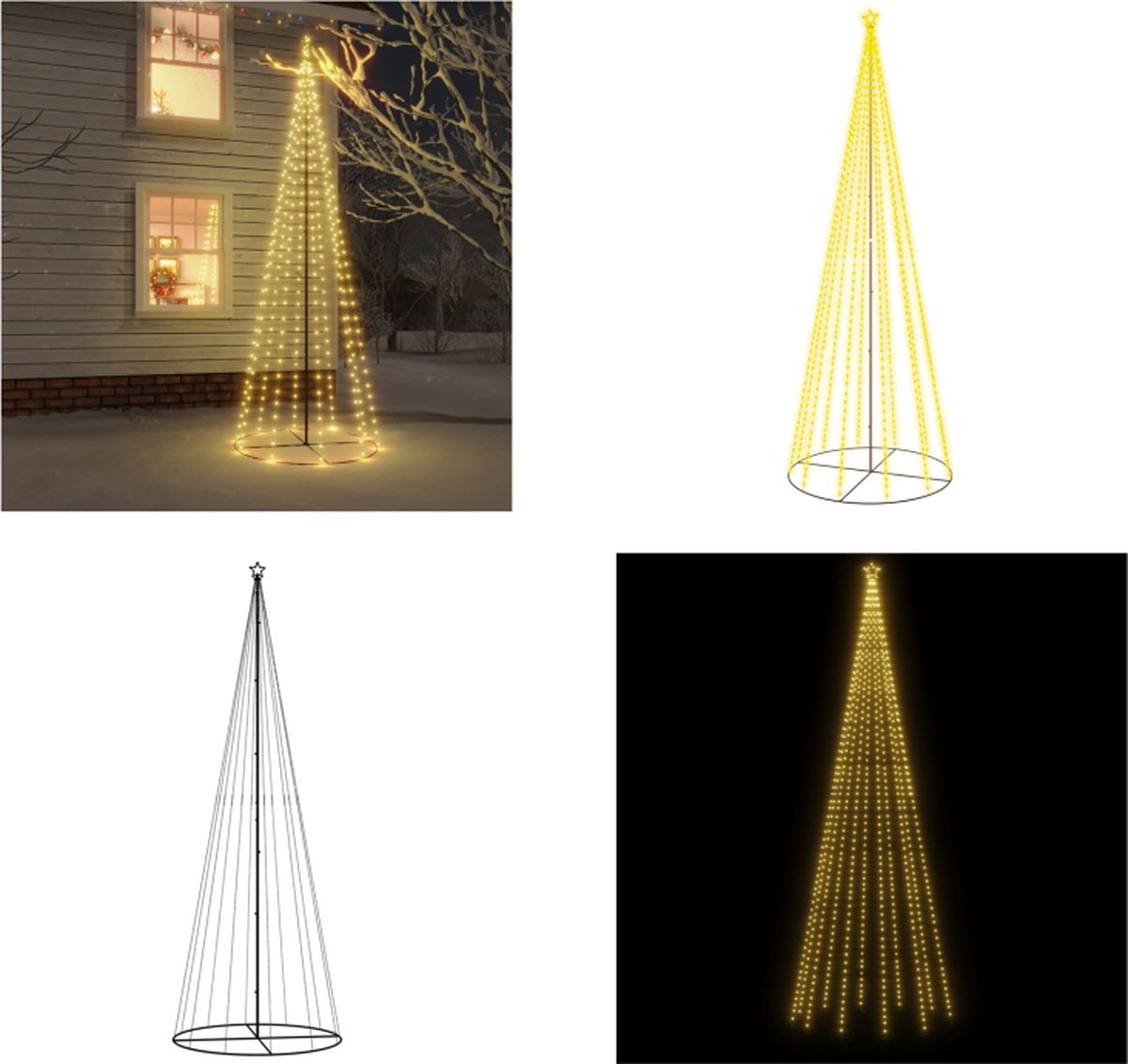 vidaXL Kegelkerstboom 732 LED's warmwit 160x500 cm - Kegelkerstboom - Kegelkerstbomen - Kerstboom - Kegelboom