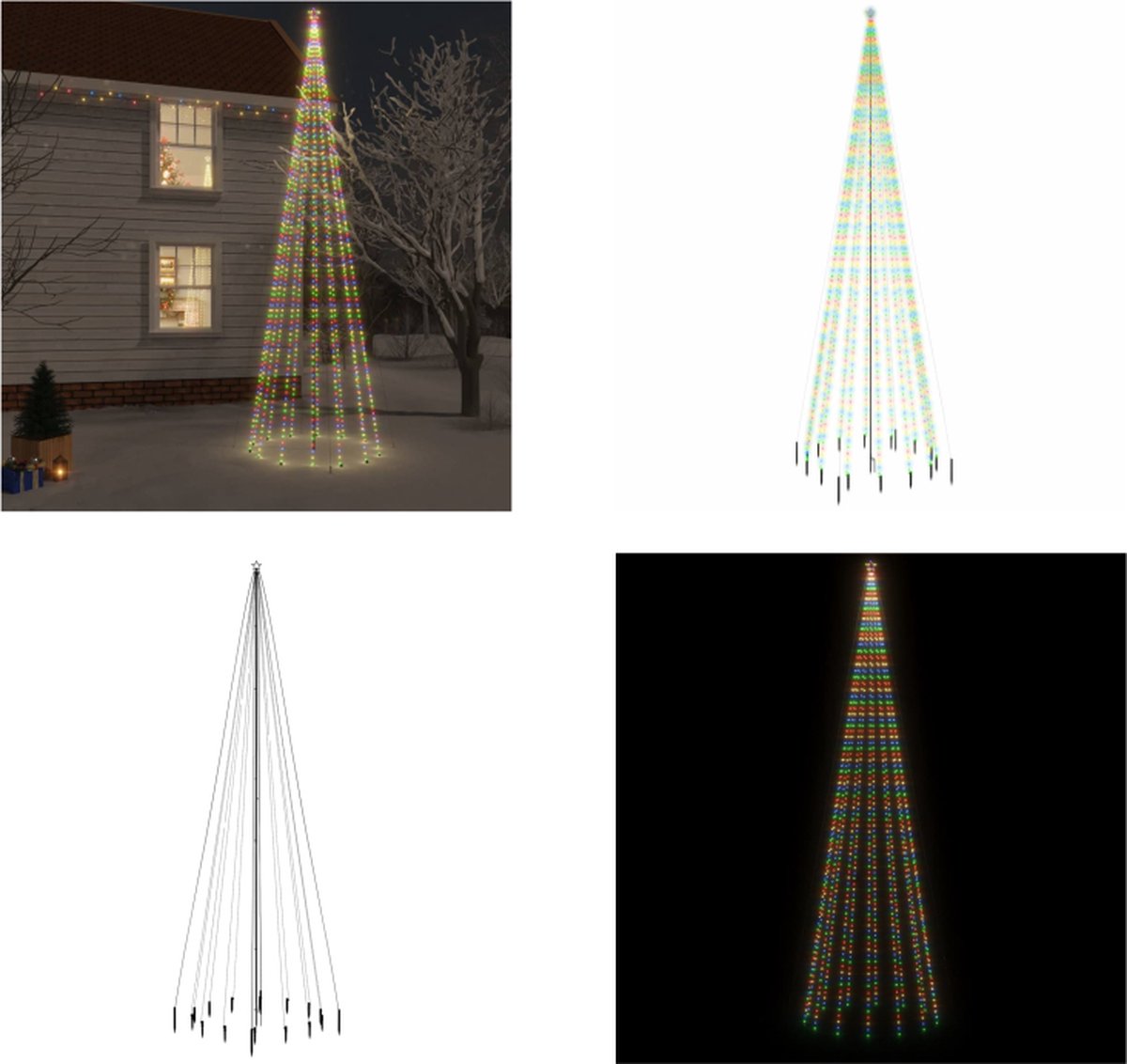 vidaXL Kerstboom met grondpin 1134 LED's meerkleurig 800 cm - Kerstboom Met Grondpin - Kerstbomen Met Grondpinnen - Kunstkerstboom - Kerstkunstboom