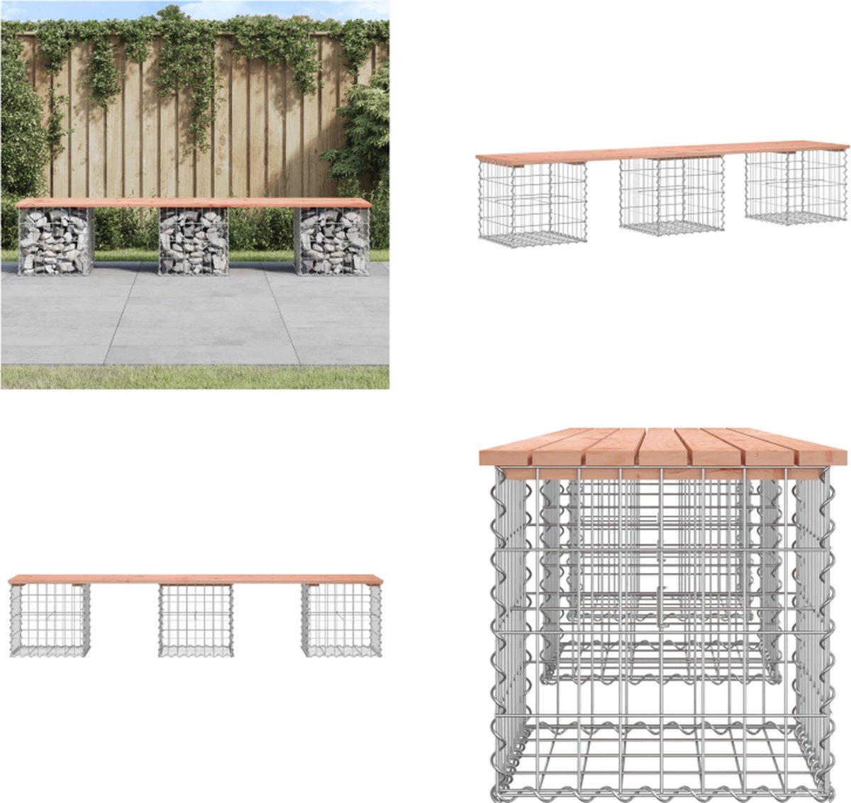 VidaXL -Tuinbank-schanskorfontwerp-203x44x42-cm-massief-douglashout Tuinbank Tuinbanken Buitenbank Parkbank
